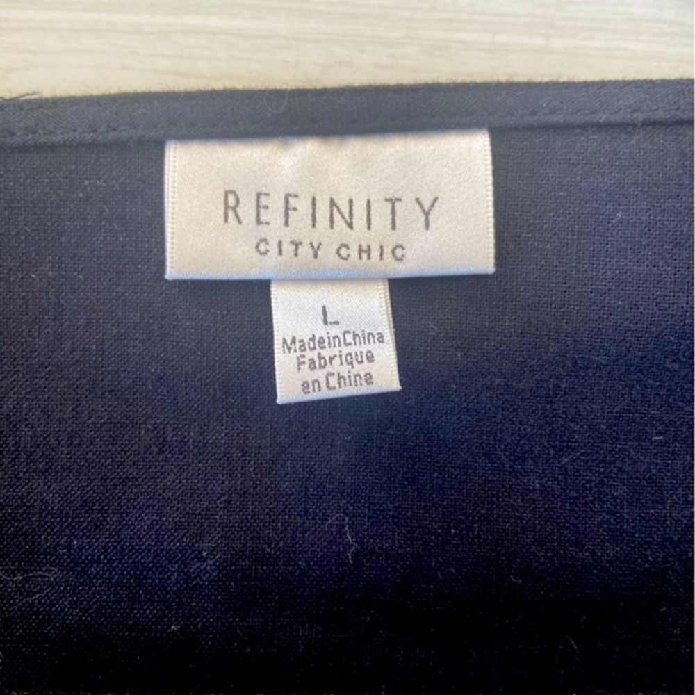 Refinity for City Chic black linen wrap top with balloon sleeves and tie Size 20 - Picture 10 of 16